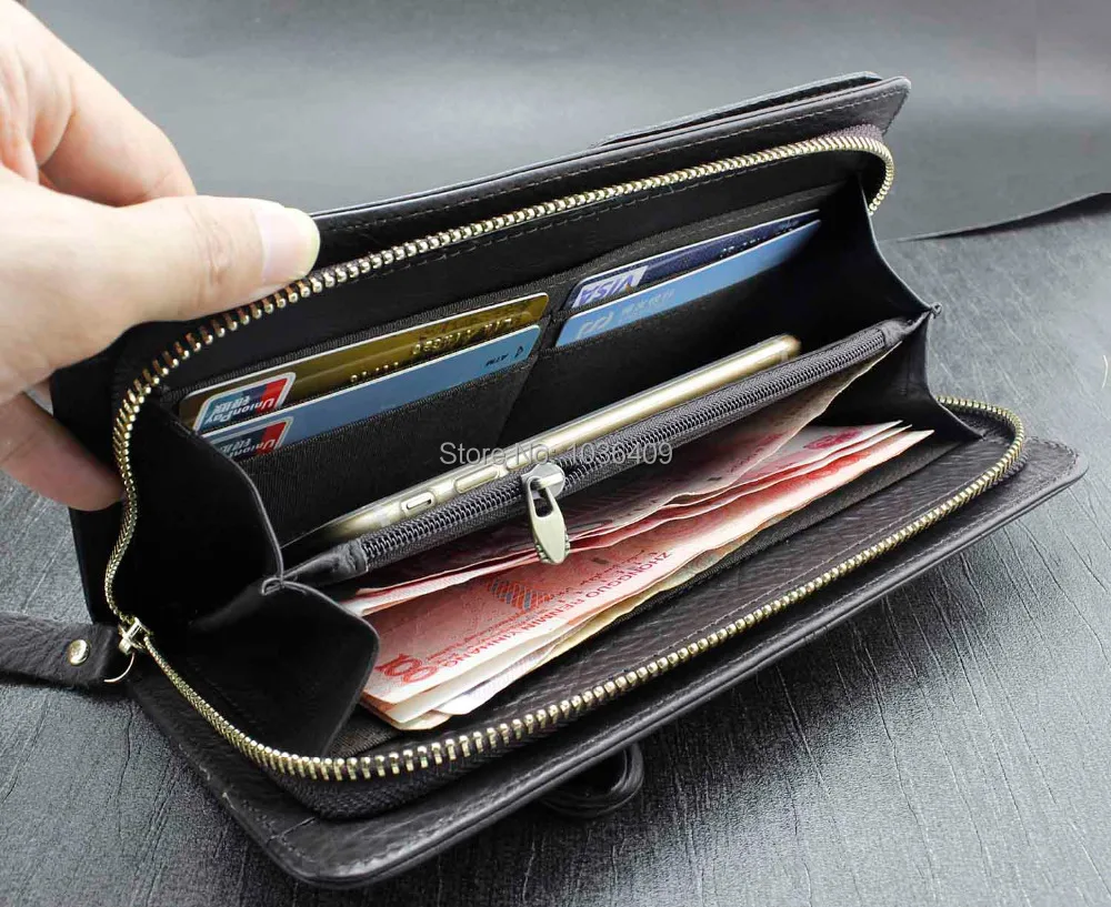 Мужской винтажный кошелек из натуральной кожи на молнии | Багаж и сумки
