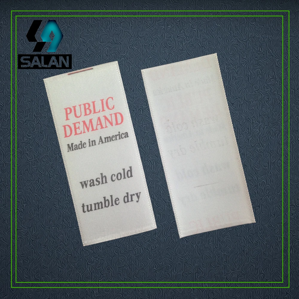 Двухцветная атласная лента с логотипом на заказ этикетка для ухода за одеждой