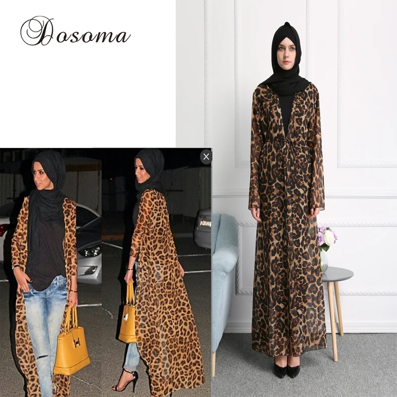 Мусульманское длинное Абаи леопардовое платье Повседневное Бурка Для женщин