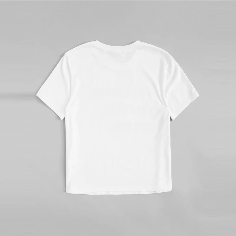 SHEIN Футболка С Текстовым Принтом И Коротким Рукавом Женский Летний Повседневный Топ