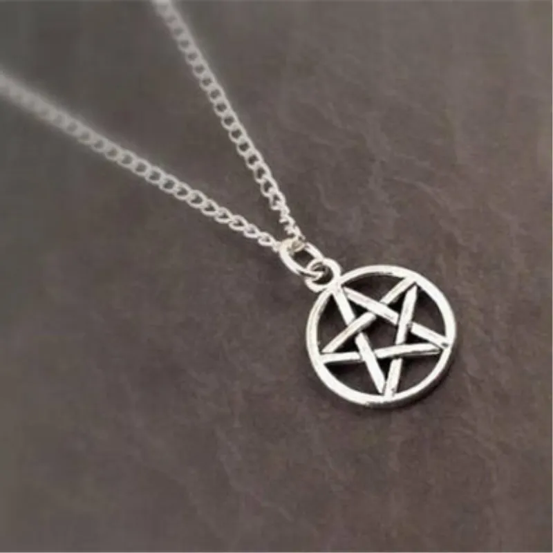 Necklace Комплект ювелирных изделий с пентаграммой, ожерелье с пентаклем, серьги с пентаграммой - Окраска металла: Necklace