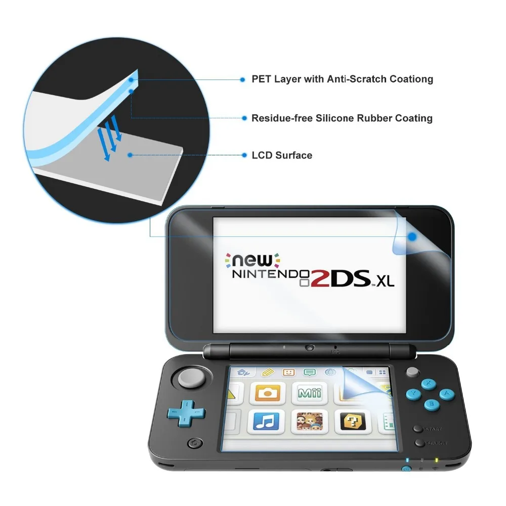 2 Pack Screen Protector for Nintend 2DS XL Game Console Ultra Clear Bubble Free/Anti-Scratch Sensitive-Touch Accessories | Электроника