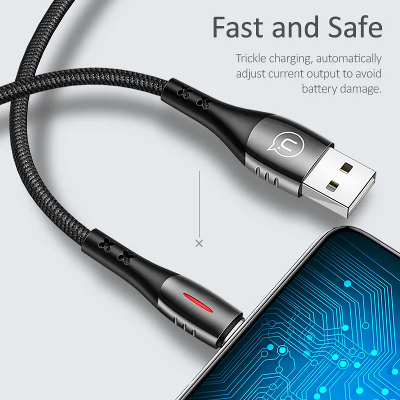 Кабель Micro USB USAMS автоматически отключенный нейлоновый плетеный кабель со