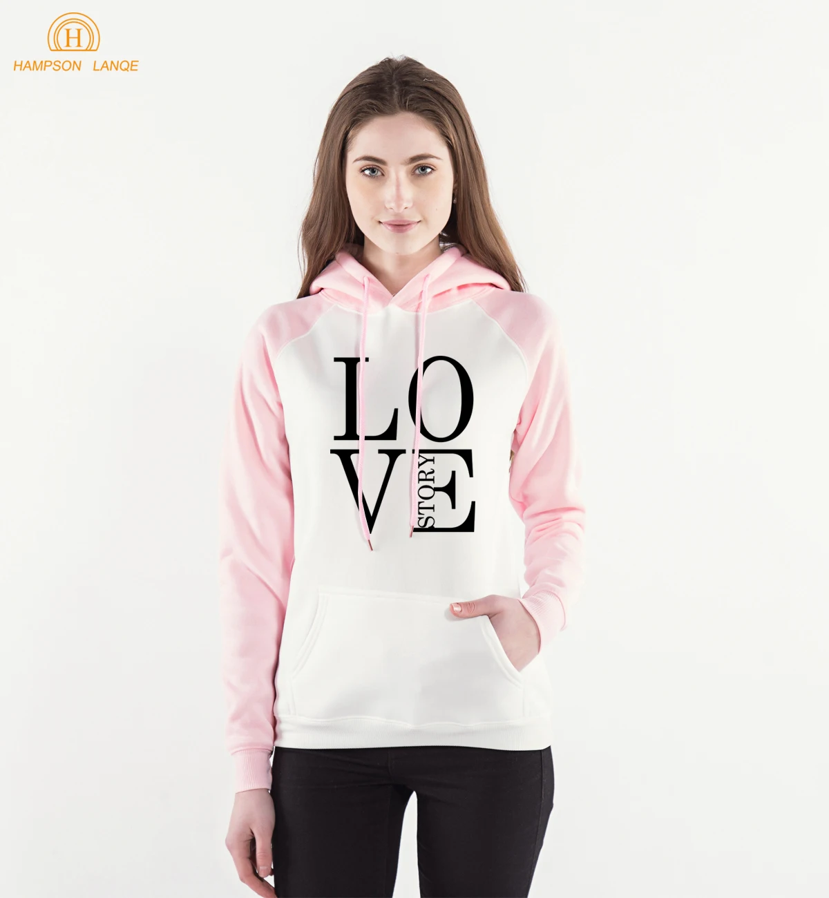 Женские розовые толстовки с принтом Love Story теплые флисовые рукавом реглан в стиле