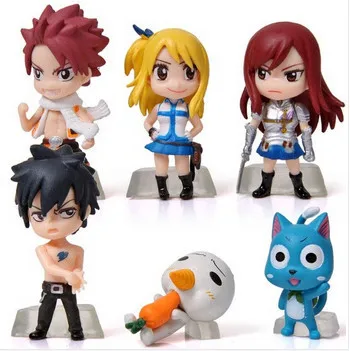 Аниме Фея Хвост ПВХ фигурка модель (6 шт./компл.) Natsu/серый/Люси/Erza розница | Игрушки