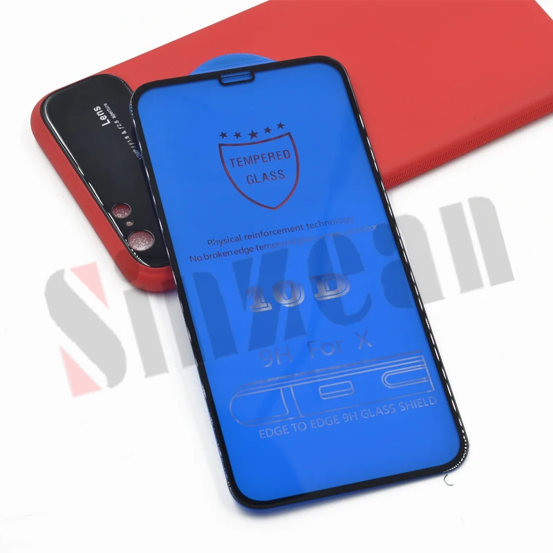 Sinzean 100 шт 10D изогнутый для iPhone 11 Pro Max/XR/XS MAX/8 plus/6 S PLUS/7 PLUS/X 10D полностью покрытый протектор из закаленного стекла