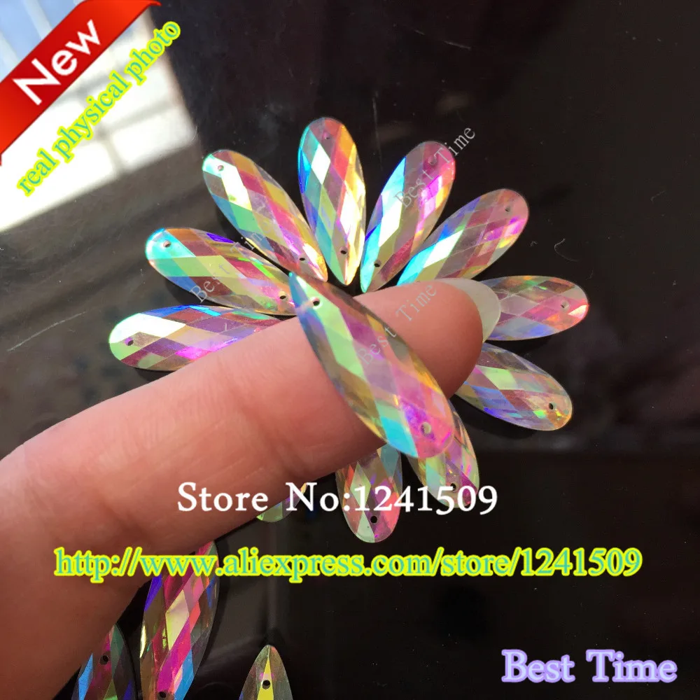 Блестящие прозрачные камни из смолы 2 отверстия белый цвет 8x22 м 200 шт. Пришивные