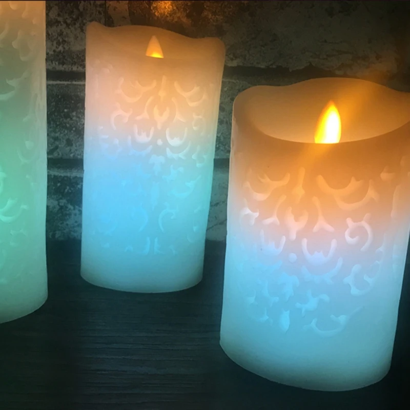 1Pcs Color Change Gradient Led Candles Remote Control Electronic Flameless Breathing Candle Night Lights Wedding Party Decorat |
