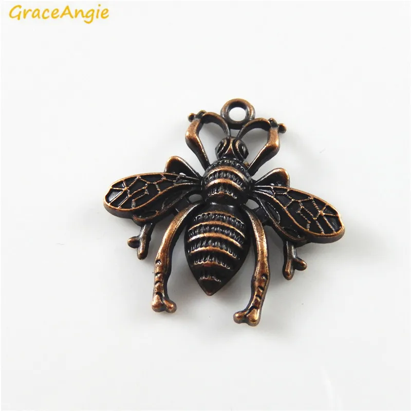 GraceAngie 30 шт. оптовая продажа яркие медные пчелы кулон медный тон сплав очарование