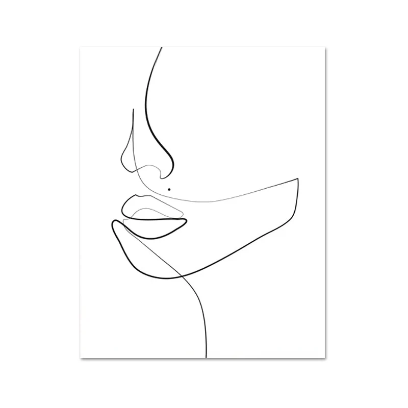 L506-6 Abstract Female Face Print One Line Drawing Feminine Continuous Lines Minimalist Artwork Modern Wall Art Picture for Living Room - Цвет: L506-6