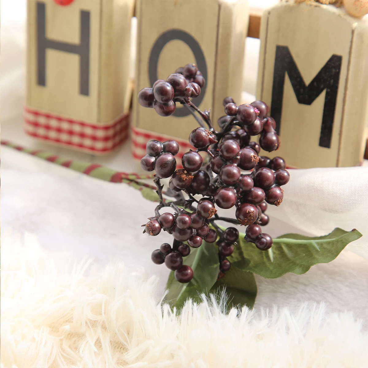 5 1 pcs artificial berry green bean foam flowers home decor small fake flowers bacca fruit branch decoration accessories fake plan - Цвет: 5