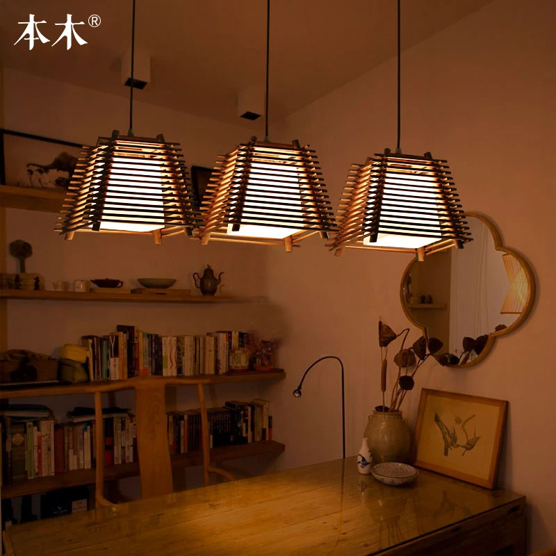 Современный японский подвесной светильник с татами Корейская деревянная лампа