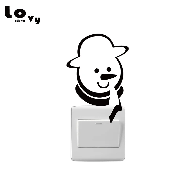 Милый снеговик виниловый выключатель света стикер креативный Рождественский