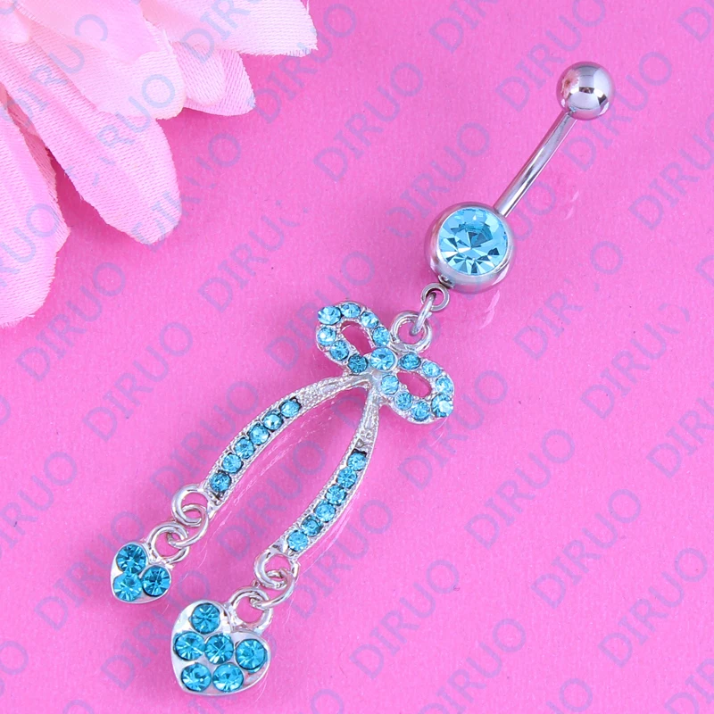 Бесплатная доставка кольцо для живота Бант подвеска в виде сердца Модный пирсинг