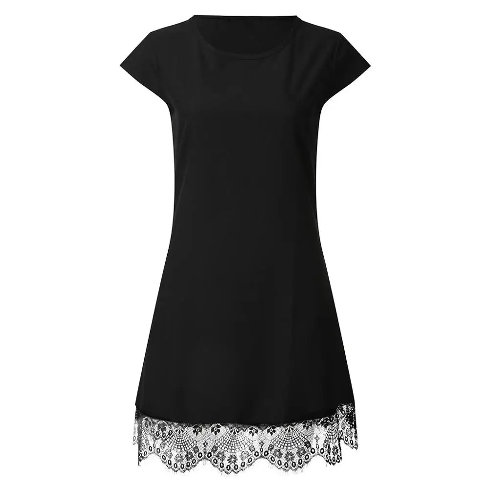 Женское вечернее платье черное/белое кружевное с коротким рукавом 2019|Женские