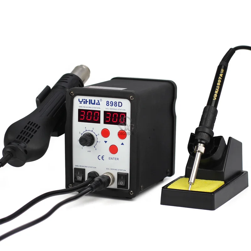 Паяльная станция 898D 2 в 1 SMD паяльник с тепловым пистолетом горячего воздуха