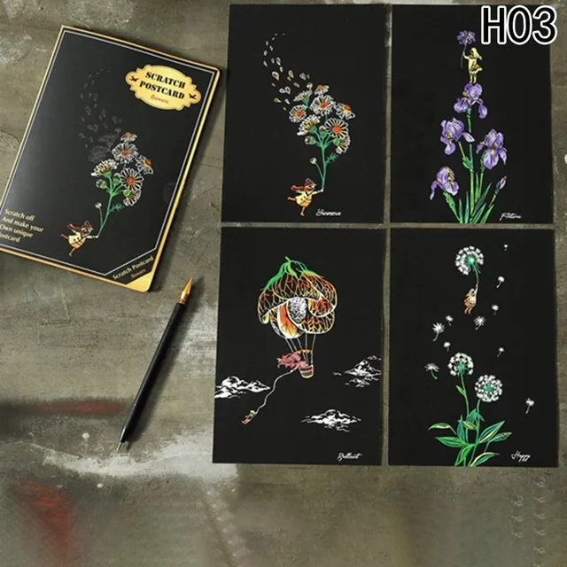4 шт./компл. Волшебная Красочная доска для рисования бумажной живописи скребок