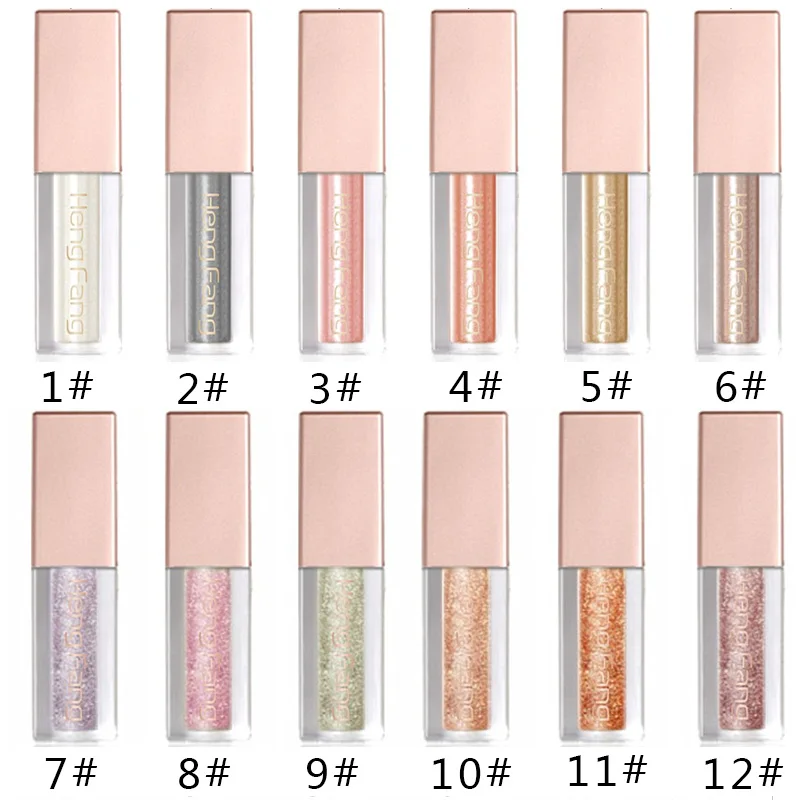 Тени для век Hengfang 12 цветов тени телесного цвета с алмазным жемчугом блестящие