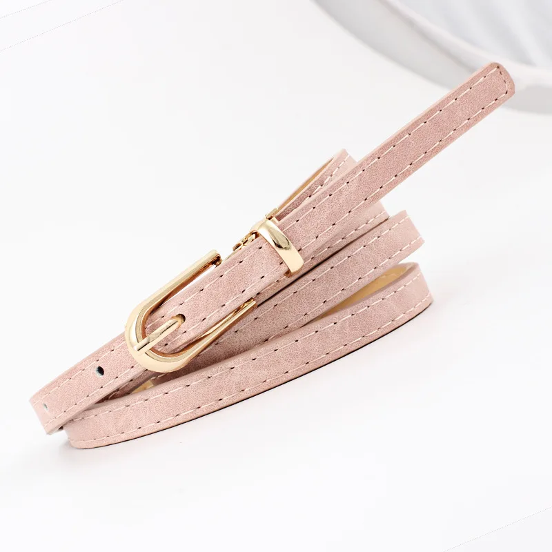 pink colour Новая модель многоцветная отделка подходит под платье свитер Талия приносить Ma'am Match универсальная Пряжка матирующий PU небольшой поясной пояс - Цвет: pink colour