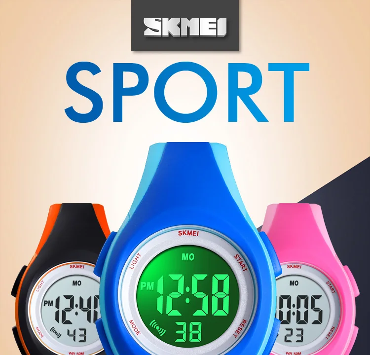 SKMEI Children LCD Electronic Digital Watch Sport Watches Stop Watch Luminous 5Bar Waterproof Kids Wristwatches For Boys Girls