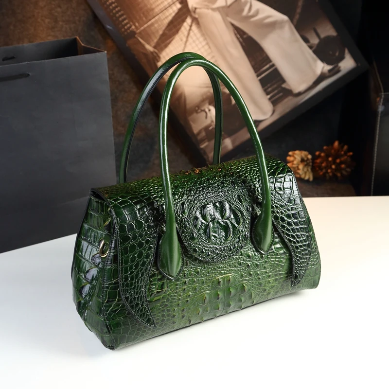 Green ICEV, новинка, простые европейские модные сумки из кожи аллигатора, женские сумки известных брендов, женские сумки из спилка, сумки с верхней ручкой - Цвет: Green