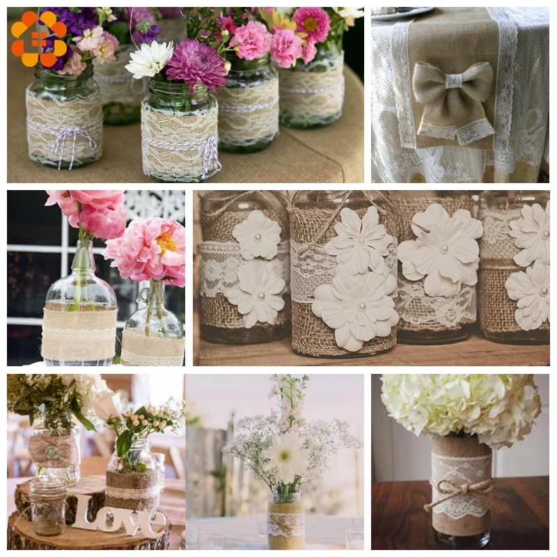 10 м/лот джутовые мешковины в рулонах лента из хессианского кружева рустикальном