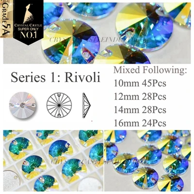 Series1 Rivoli Mixed Кристалл замок микс стекло шитье кристалл AB Flatback пришить Стразы Кристалл Камень для пришивания для свадебной обуви платье SWO011 - Цвет: Series1 Rivoli Mixed