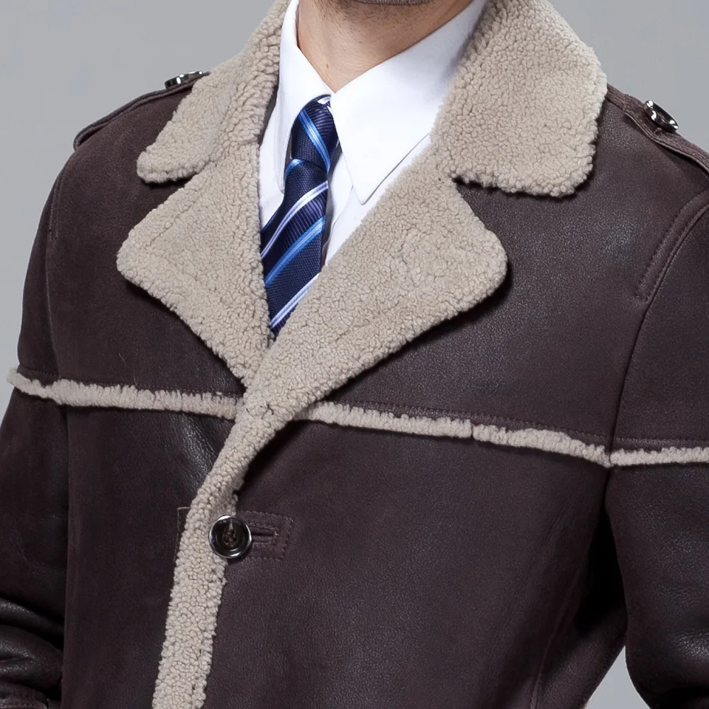 Роскошный деловой Повседневный толстый мериносовой овчины один кусок мужской