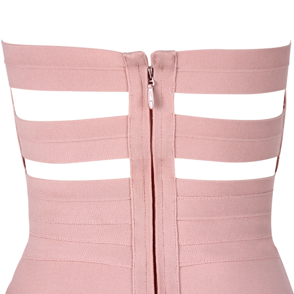 Женское Бандажное платье с открытой спиной розовое дизайнерское праздничное