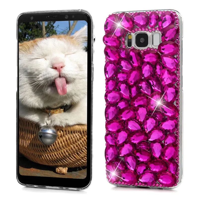 3D чехол украшеннный горным хрусталем для samsung Galaxy S9/S9 Плюс/S8/S8 Плюс/S7 край A3 A5 2017