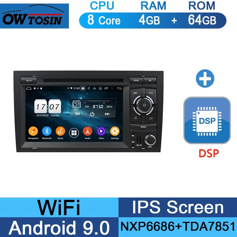 64G DSP " ips 8 ядерный 4G+ 64G Android 9,0 автомобильный DVD радио мультимедиа gps Navi для Audi A4 B6 B7 S4 2002-2008 DSP CarPlay Parrot BT стерео - Цвет: 64G DSP