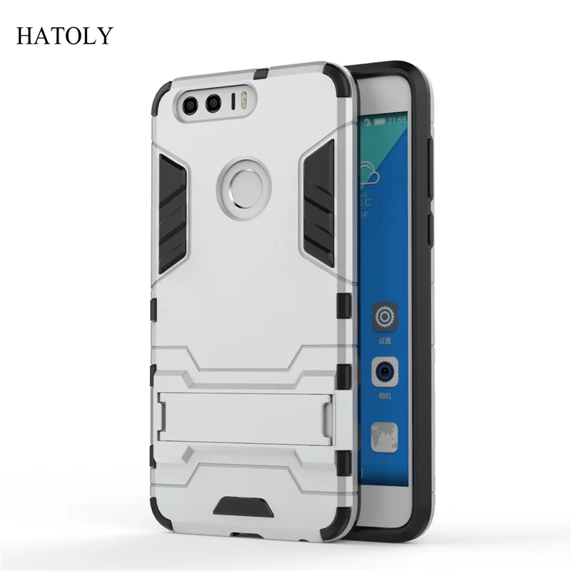 For Cover Huawei Honor 8 Case Rubber Robot Armor Hard Back Phone for Protective < |