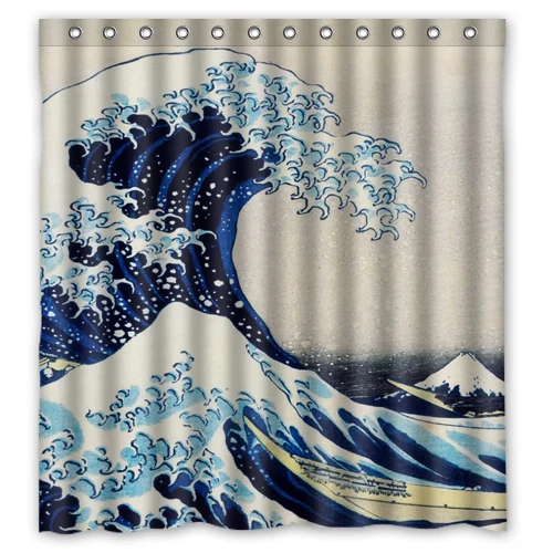 AXJ Great Wave off Kangawa by Hokusai Custom Shower Curtain 66 "x72" Waterproof Fabric for Bathroom | Дом и сад