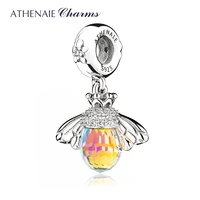 athenaie classic new 925 sterling silver with crystals bee pendants necklace fit bracelet bangle for women jewelry