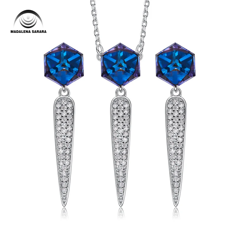 MADALENA SARARA AAAA Austria Synethic Quartz Inlaid Fashion Women Jewelry Set Necklace And Earrings elegance | Украшения и