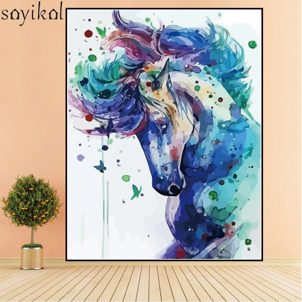 Набор для раскрашивания по номерам сделай сам с рамкой абстрактная лошадь