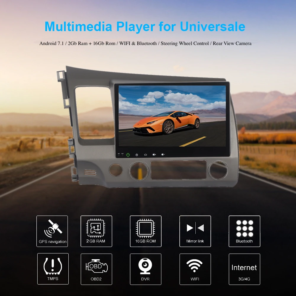 Автомобильное радио Android GPS для Honda Civic 8 Авторадио 2006-2011 навигация головное