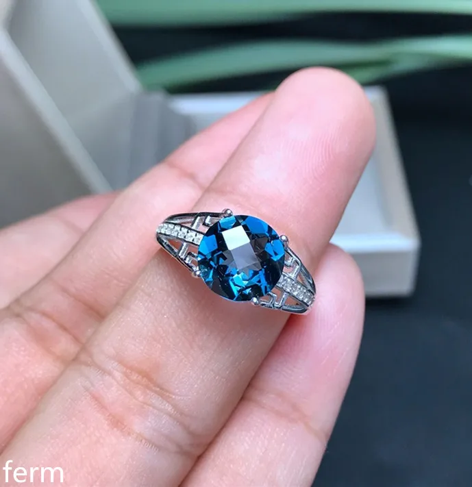KJJEAXCMY fine jewelry The 925 sterling silver is recommended for both men and women with a natural blue topaz ring that comp | Украшения и