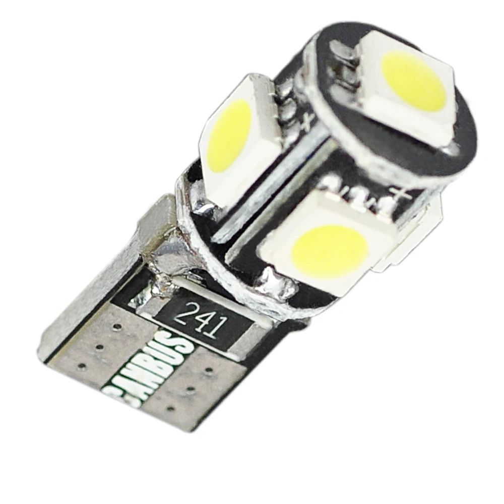 Автомобильная лампа AGLINT 100PCS T10 LED CANBUS 5W5 921 194 168 Light 5050SMD-5 Chips для салона автомобиля белого цвета 12V включено.