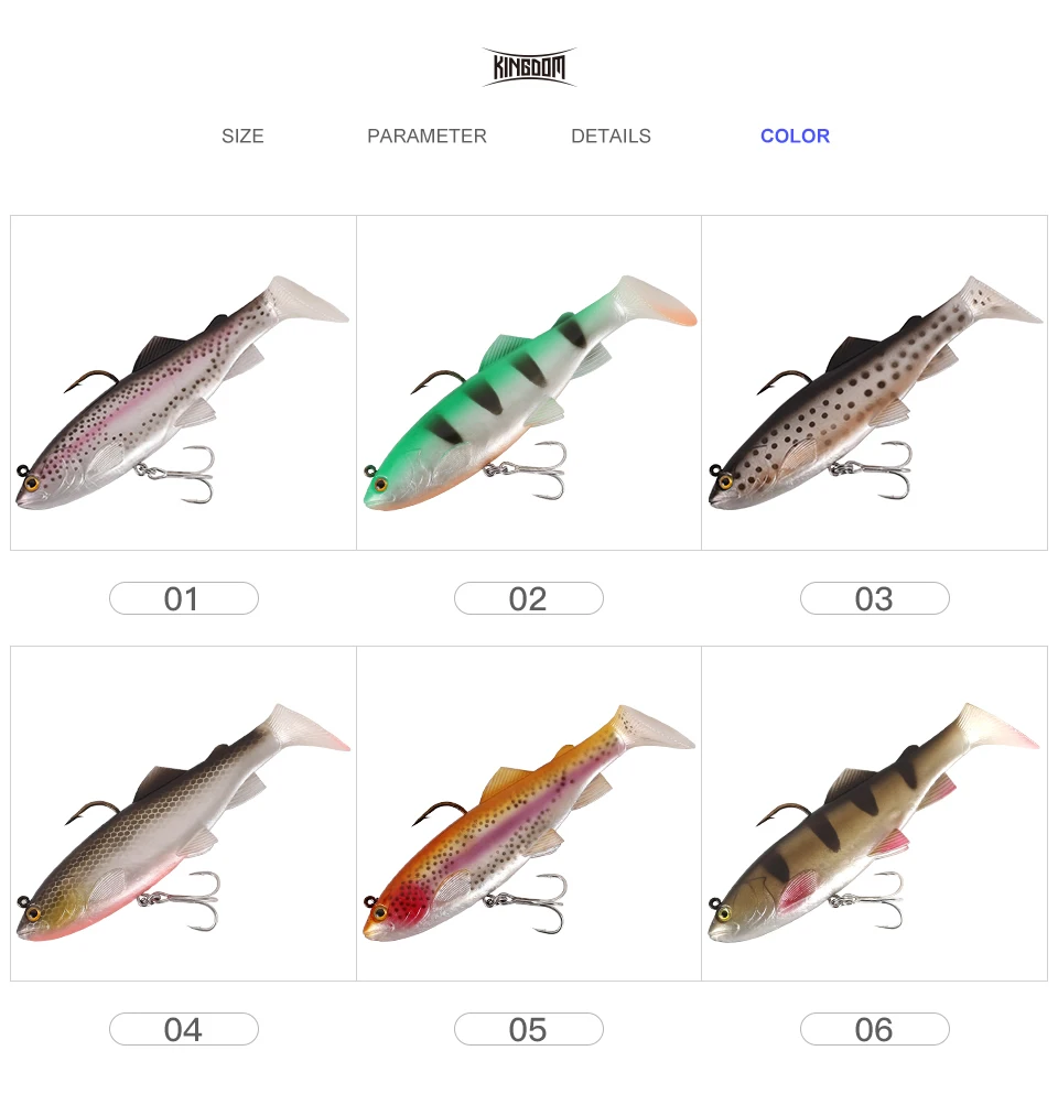 Kingdom Crazy Trout, Мягкая силиконовая приманка, 12 см, свинцовая головка, ПВХ, приманка для ловли щуки, плавательные мягкие приманки, Т-образный хвост, плавающая приманка, воблер