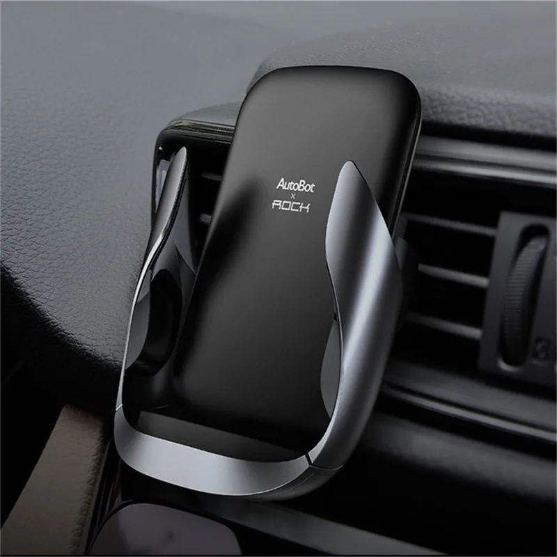 black QI умный автоматический зажим автомобильное беспроводное зарядное устройство для iPhone XS Max XR samsung S9 S10 note 9 Быстрая Беспроводная зарядка Автомобильный держатель для телефона - Цвет: black