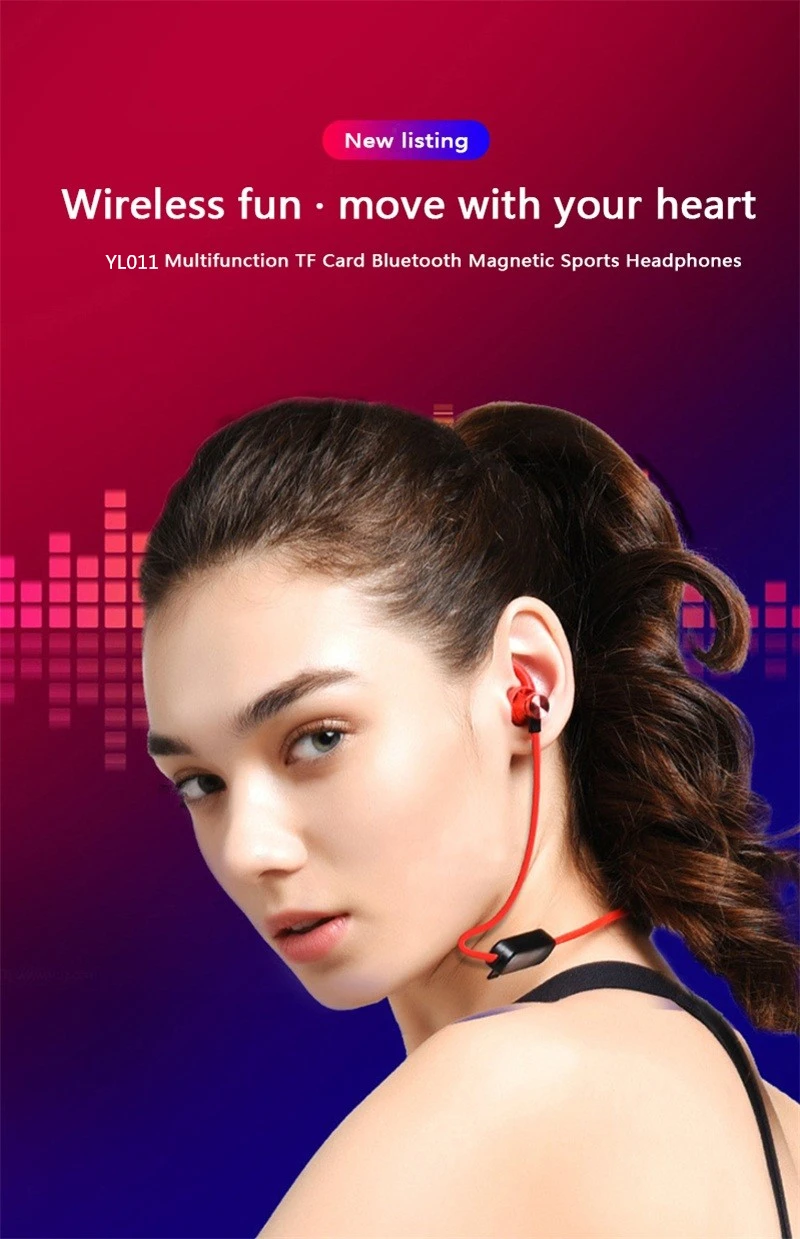 Yodlei XT-22, беспроводные наушники с Bluetooth, поддержка 5,0, TF карта, Спортивная гарнитура, свободные руки, стерео наушники с микрофоном для мобильного телефона