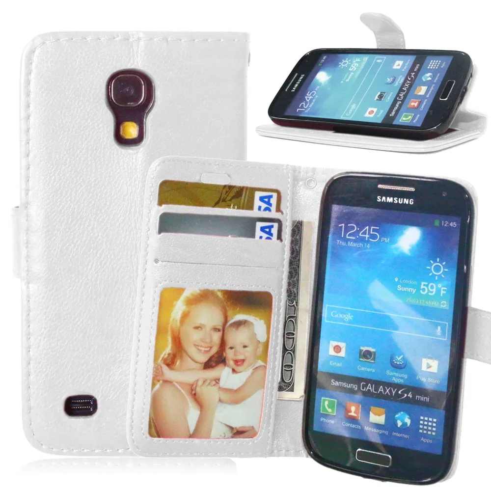 Luxury fashion solid color wallet flip leather cover case for Samsung Galaxy S4 mini i9190 phone coques etuis carcasa funda |