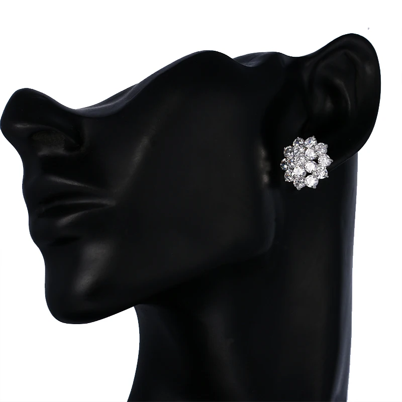 Женские серьги гвоздики с кристаллами Серебристые цирконом AAA Подарочная