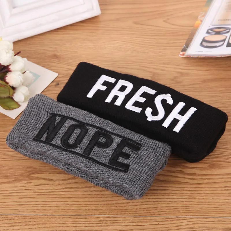 Модная зимняя детская шапка с буквенным принтом эластичная вязаная теплая