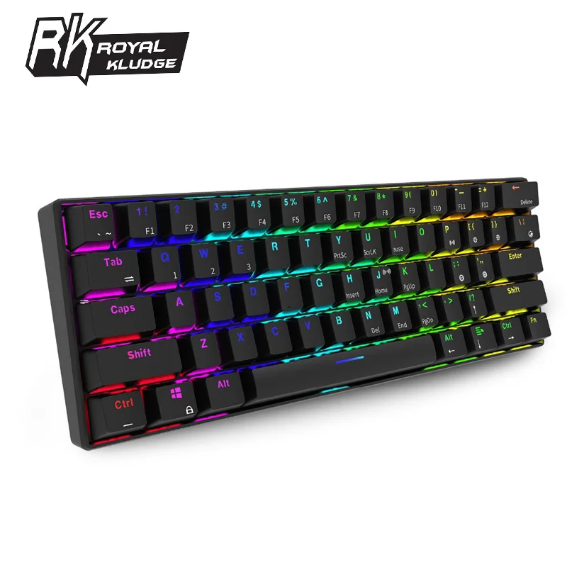 Royal Kludge RK61 эргономичная клавиатура Bluetooth и Проводной Двойной режим 60% RGB светильник Механическая игровая клавиатура для ноутбука планшета