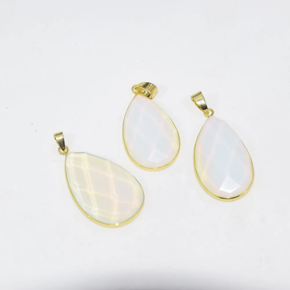 

Gold Opalite Jewelry Opal stone necklace for women pendant natural 2023 fluorescence Big charms Diy Jewelry accessories make up