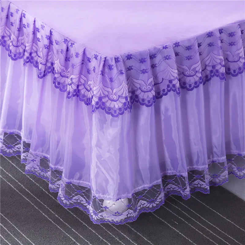 Кружева покрывало кровать юбка 1/3 шт постельное белье с оборками простыня хлопок