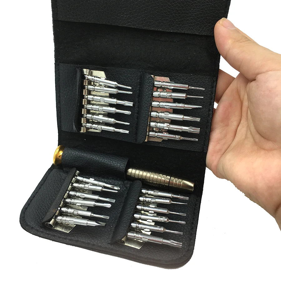 

25 in 1 Multifunction Screwdriver set kit for PC Phone repair tool set kit hand tool set leather case pocket screwdriver