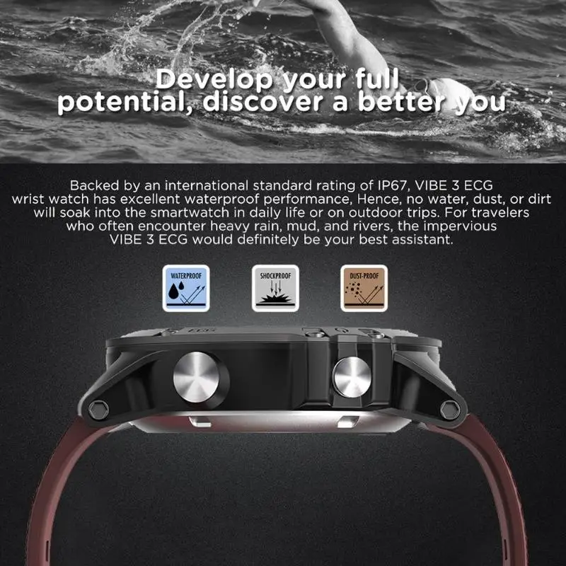 Zeblaze VIBE 3 ЭКГ Смарт-часы цветной дисплей монитор сердечного ритма IP67 водонепроницаемый мульти-спортивный режим фитнес-трекер умные часы для мужчин